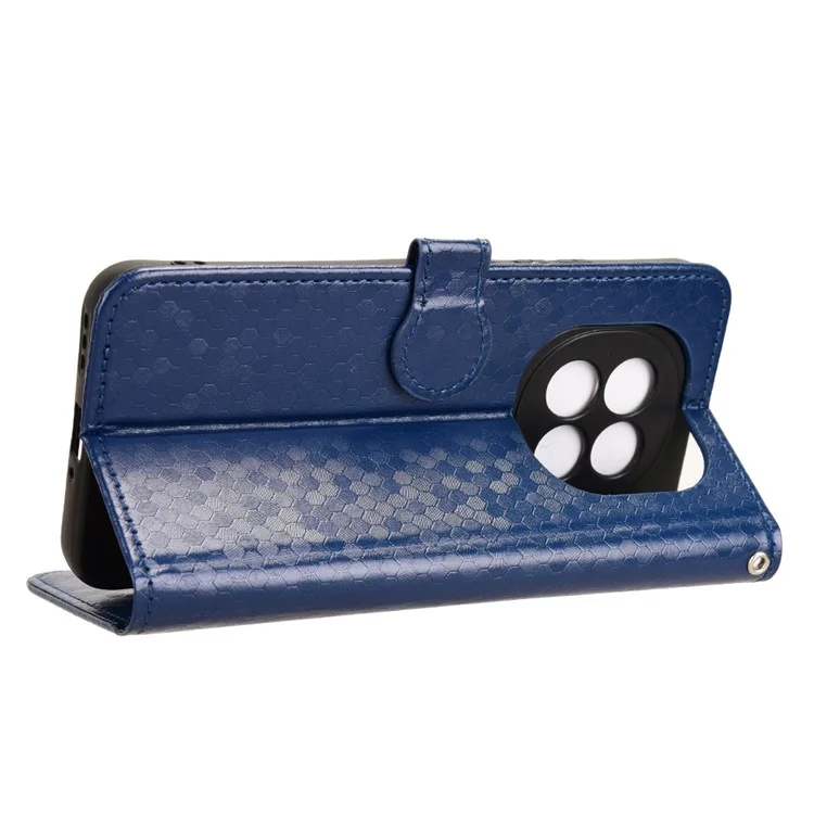 Pour Oppo F29 5G Étui Portefeuille Motif Pointillé Empreinte Cuir PU Housse de Téléphone - Bleu Foncé