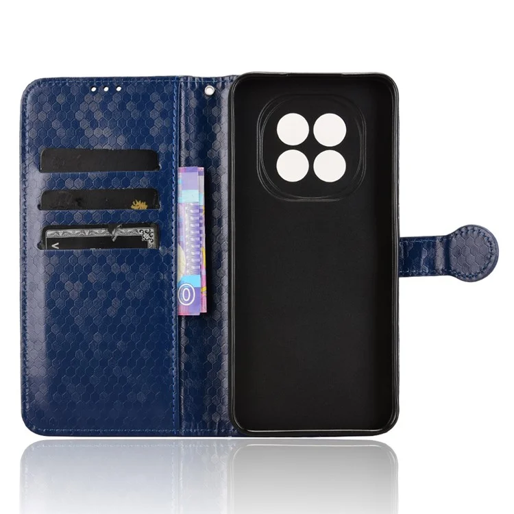 Pour Oppo F29 5G Étui Portefeuille Motif Pointillé Empreinte Cuir PU Housse de Téléphone - Bleu Foncé