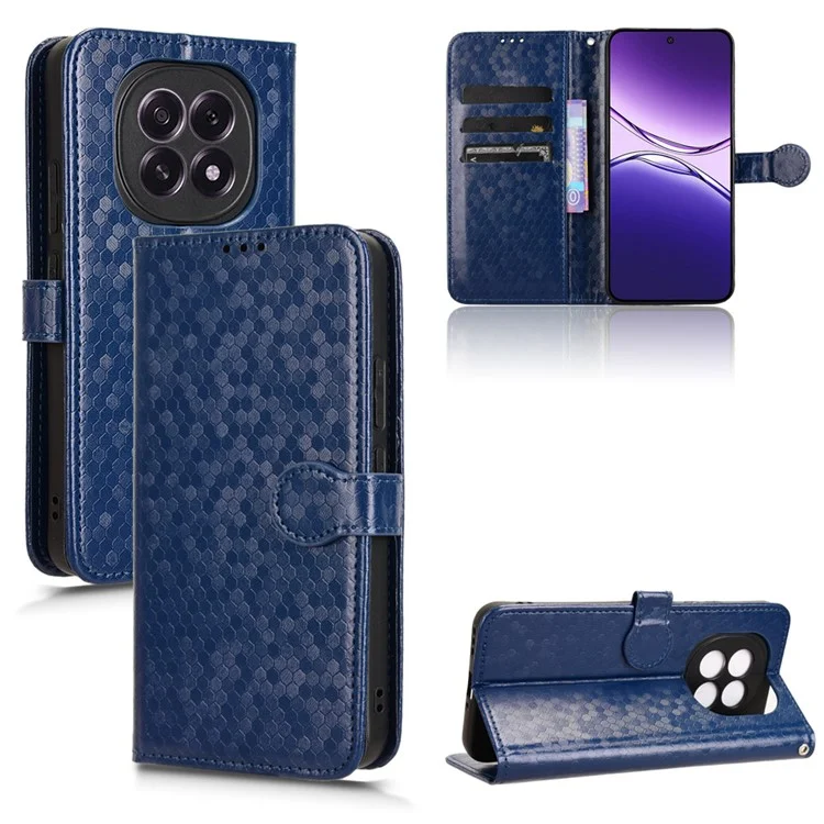Pour Oppo F29 5G Étui Portefeuille Motif Pointillé Empreinte Cuir PU Housse de Téléphone - Bleu Foncé