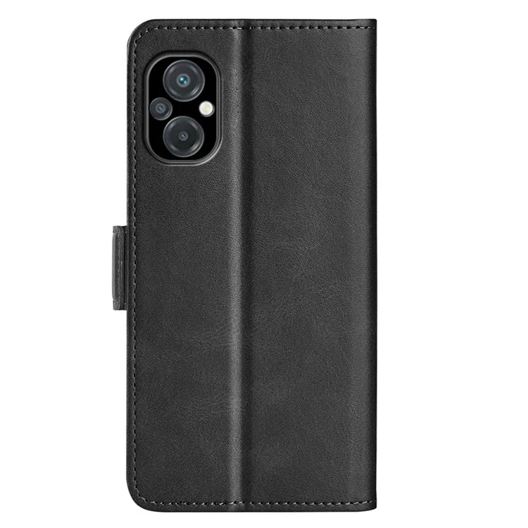 Для Xiaomi Poco M5 4G Теленка Текстурированная Кожаная Кожаная Подставка Для Телефона Телефонная Кошелька Корпус Двойной Магнитная Застежка Защитная Оболочка - Черный