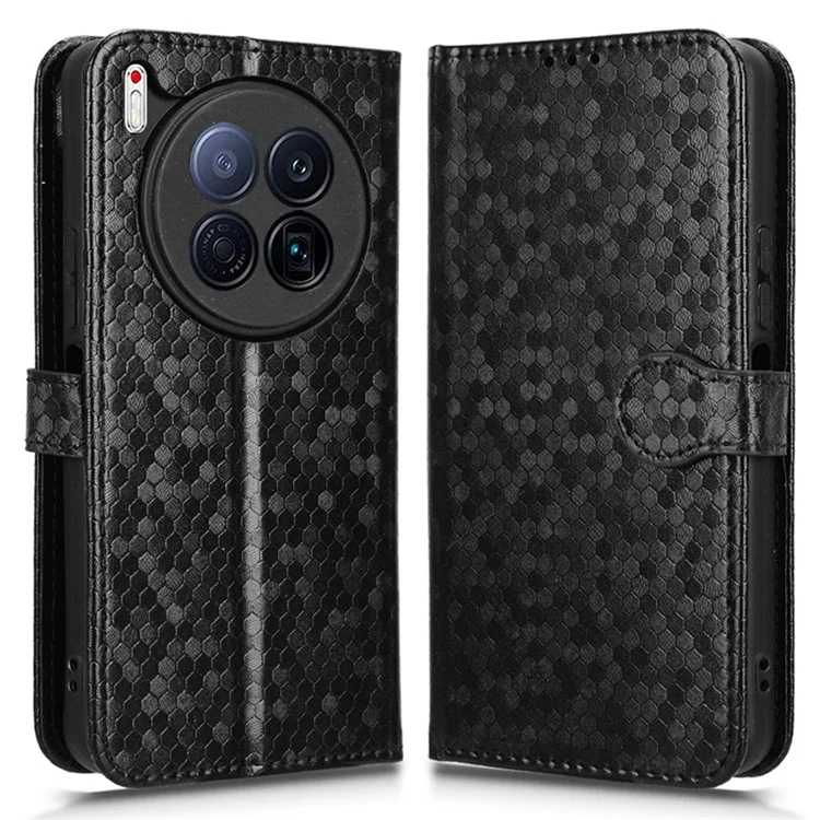 Für TECNO Camon 40 Premier 5G Geldbörsen-Hülle mit Punktmuster-Prägung aus PU-Leder - Schwarz