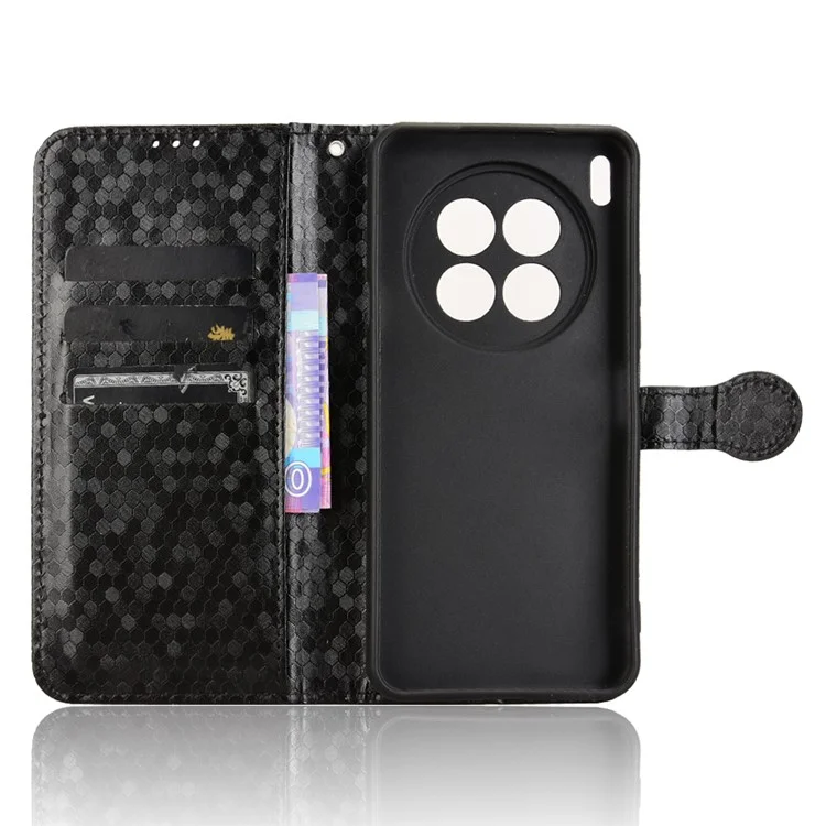 Für TECNO Camon 40 Premier 5G Geldbörsen-Hülle mit Punktmuster-Prägung aus PU-Leder - Schwarz