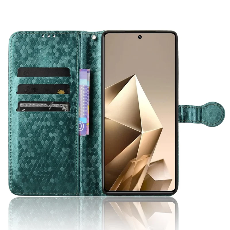 For Infinix Note 50 Pro 4G  /  Note 50 4G Wallet Case Dot Pattern Imprint PU Leather Phone Cover - Green