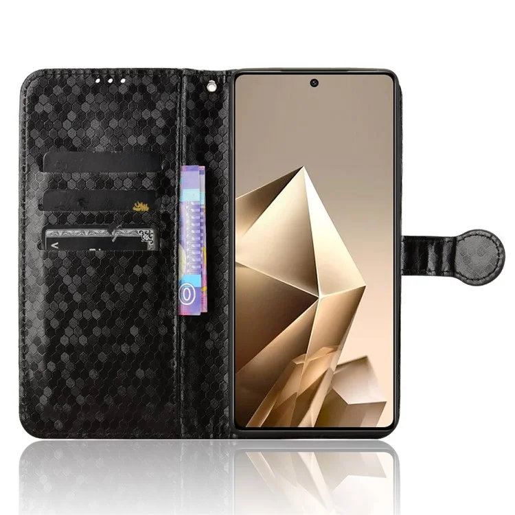 For Infinix Note 50 Pro 4G  /  Note 50 4G Wallet Case Dot Pattern Imprint PU Leather Phone Cover - Black