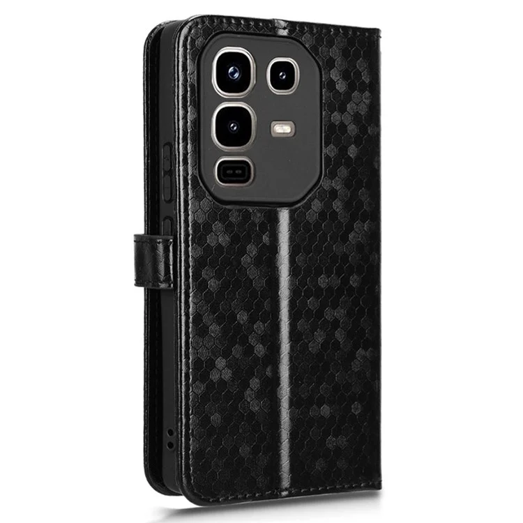 For Infinix Note 50 Pro 4G  /  Note 50 4G Wallet Case Dot Pattern Imprint PU Leather Phone Cover - Black