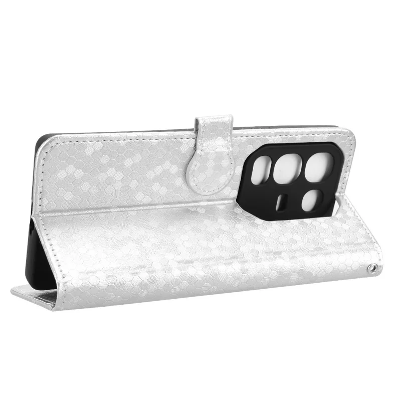 For Infinix Note 50 Pro 4G  /  Note 50 4G Wallet Case Dot Pattern Imprint PU Leather Phone Cover - Silver