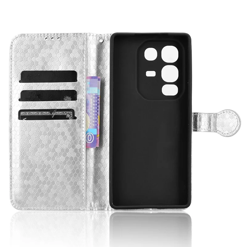 For Infinix Note 50 Pro 4G  /  Note 50 4G Wallet Case Dot Pattern Imprint PU Leather Phone Cover - Silver