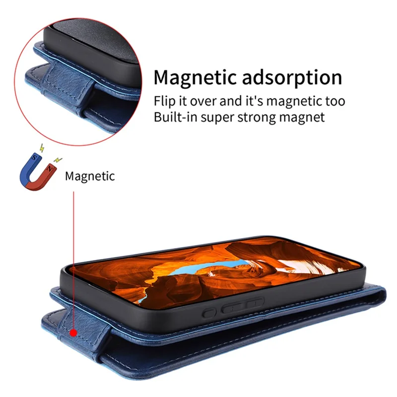 For Infinix Note 50 Pro 4G  /  Note 50 4G Stand Case Magnetic Clasp Vertical Flip Leather Phone Cover with Card Holder - Dark Blue