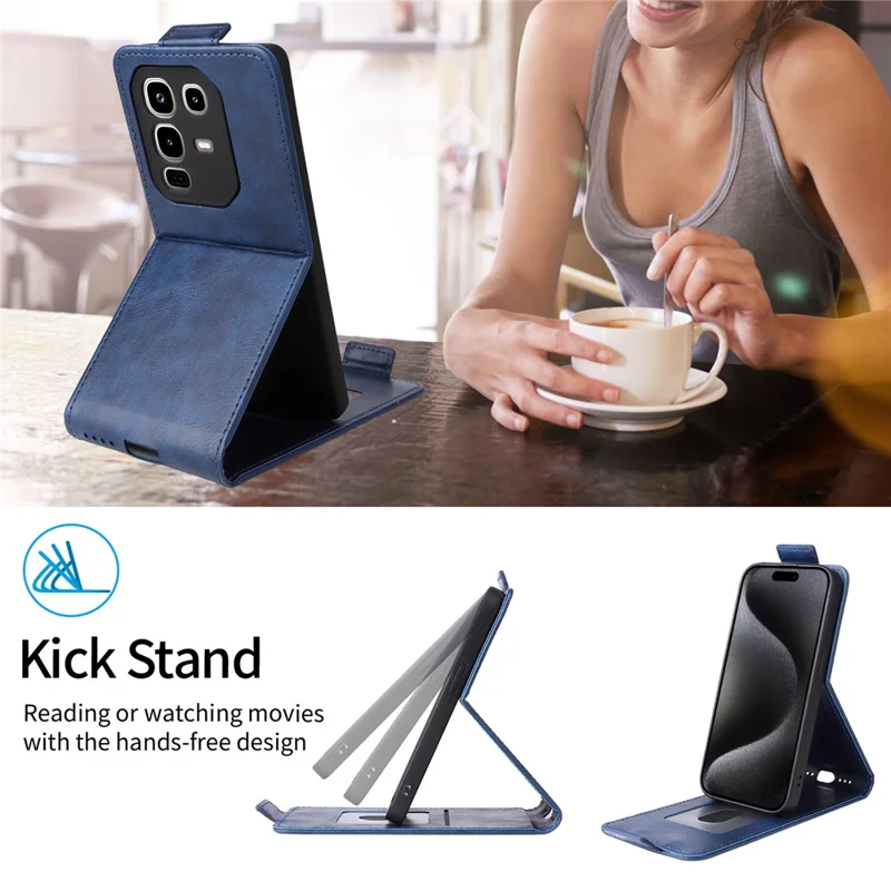 For Infinix Note 50 Pro 4G  /  Note 50 4G Stand Case Magnetic Clasp Vertical Flip Leather Phone Cover with Card Holder - Dark Blue