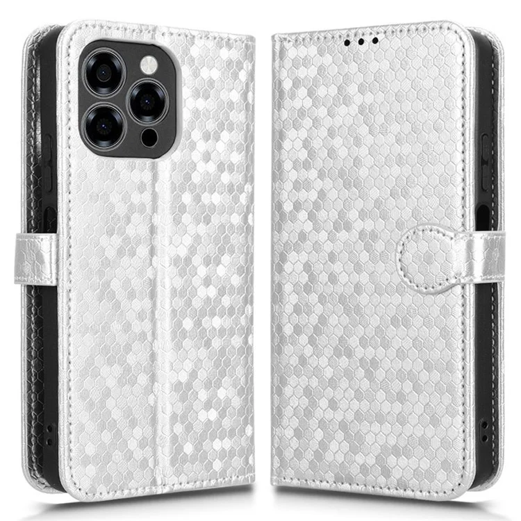 For Doogee Note 58 Pro  /  Note 58 Wallet Case Dot Pattern Imprint PU Leather Phone Cover - Silver