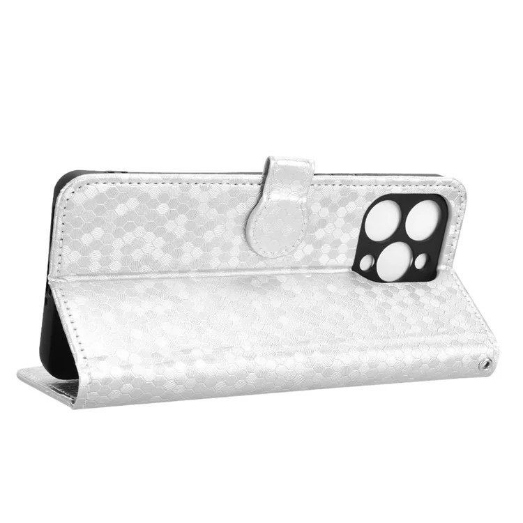 For Doogee Note 58 Pro  /  Note 58 Wallet Case Dot Pattern Imprint PU Leather Phone Cover - Silver