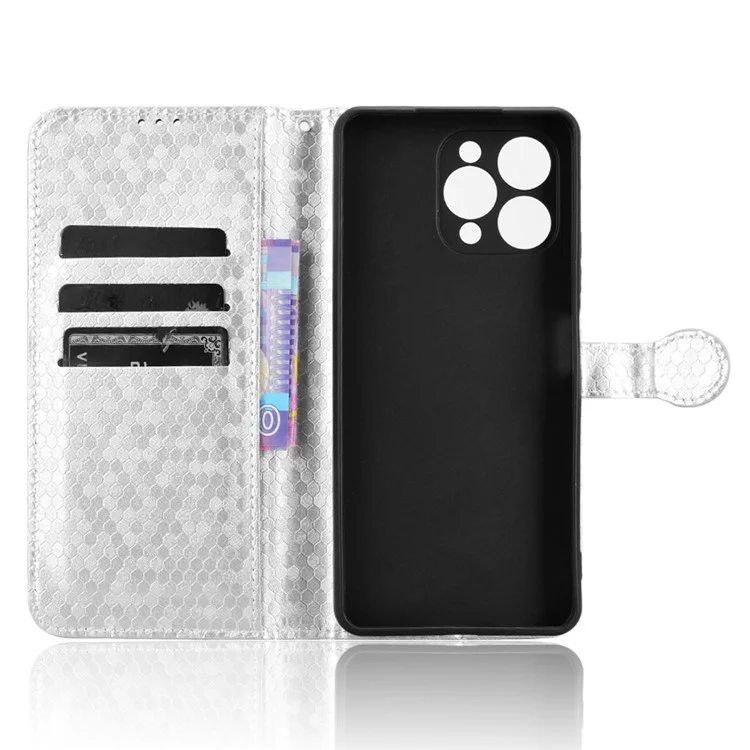 For Doogee Note 58 Pro  /  Note 58 Wallet Case Dot Pattern Imprint PU Leather Phone Cover - Silver