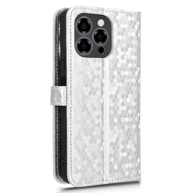 For Doogee Note 58 Pro  /  Note 58 Wallet Case Dot Pattern Imprint PU Leather Phone Cover - Silver