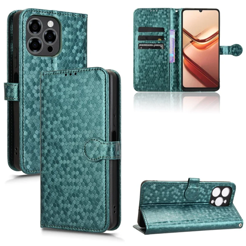 Voor Doogee Note 58 Pro / Note 58 Walletcase met stippenmotief PU Leather telefoonhoes - Groen