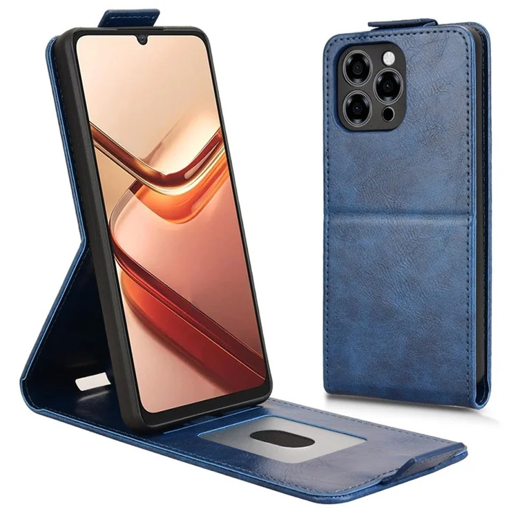 Funda con tapa para Doogee Note 58 Pro / Note 58 con cierre magnético, vertical, de cuero, con portarretratos - Azul oscuro