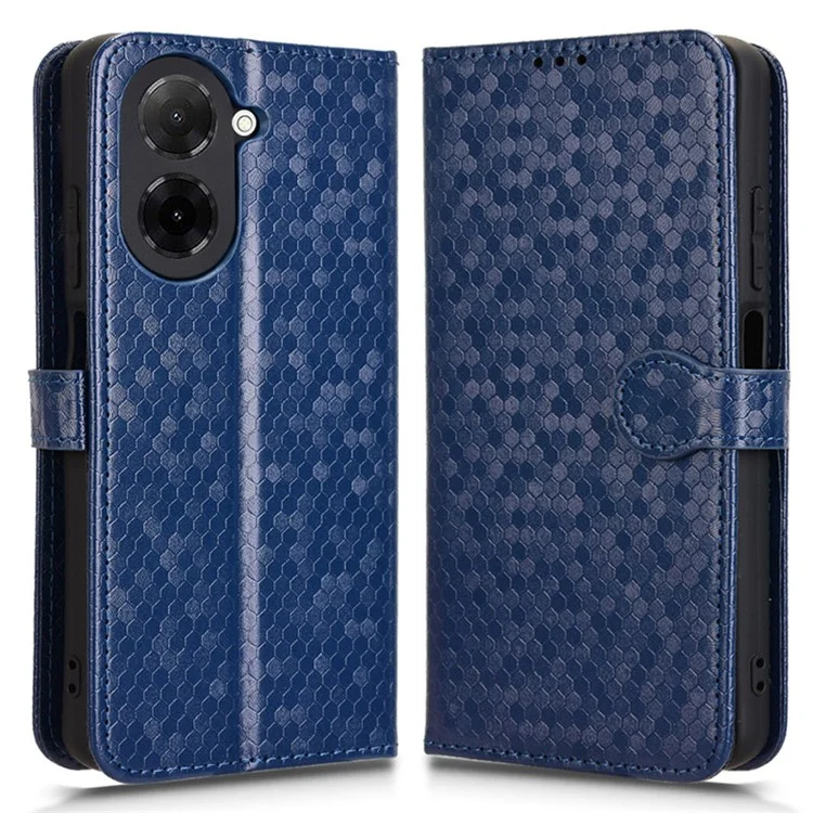 Funda tipo cartera para Xiaomi Redmi A5 4G (171,7 mm) / Poco C71 4G con estampado de puntos, de cuero PU - Azul oscuro