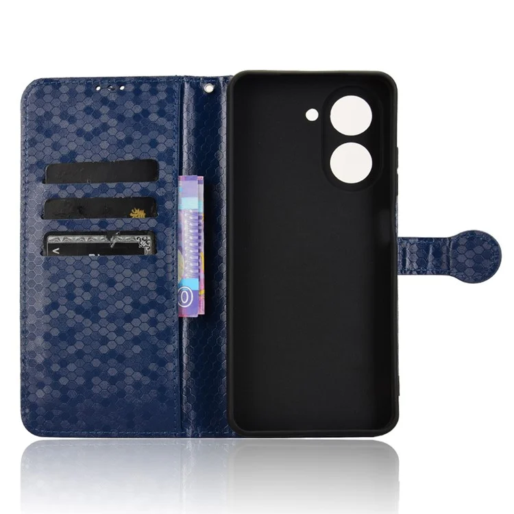 Funda tipo cartera para Xiaomi Redmi A5 4G (171,7 mm) / Poco C71 4G con estampado de puntos, de cuero PU - Azul oscuro