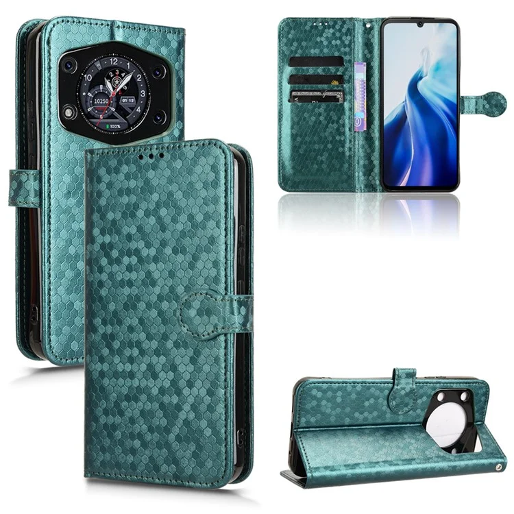 Para Cubot A30 Carteira Caso Padrão de Pontos Impressão em Couro PU Capa de Telefone - Verde