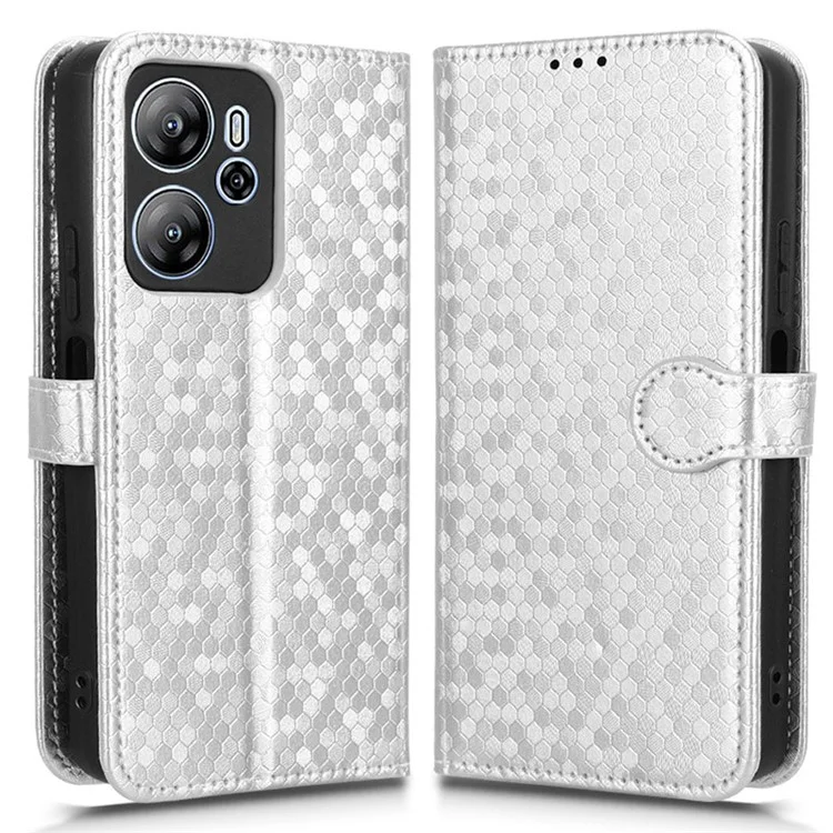 Für Blackview Oscal Tiger 13 Brieftasche Hülle Punktmuster Prägung PU-Leder Handyhülle - Silber