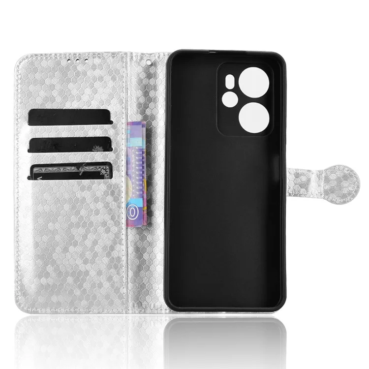 Für Blackview Oscal Tiger 13 Brieftasche Hülle Punktmuster Prägung PU-Leder Handyhülle - Silber