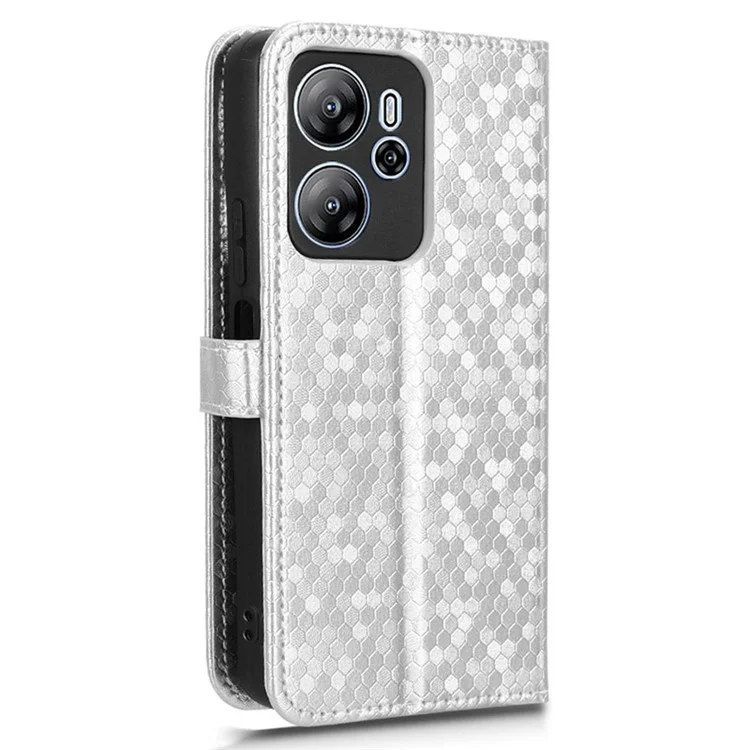 Für Blackview Oscal Tiger 13 Brieftasche Hülle Punktmuster Prägung PU-Leder Handyhülle - Silber