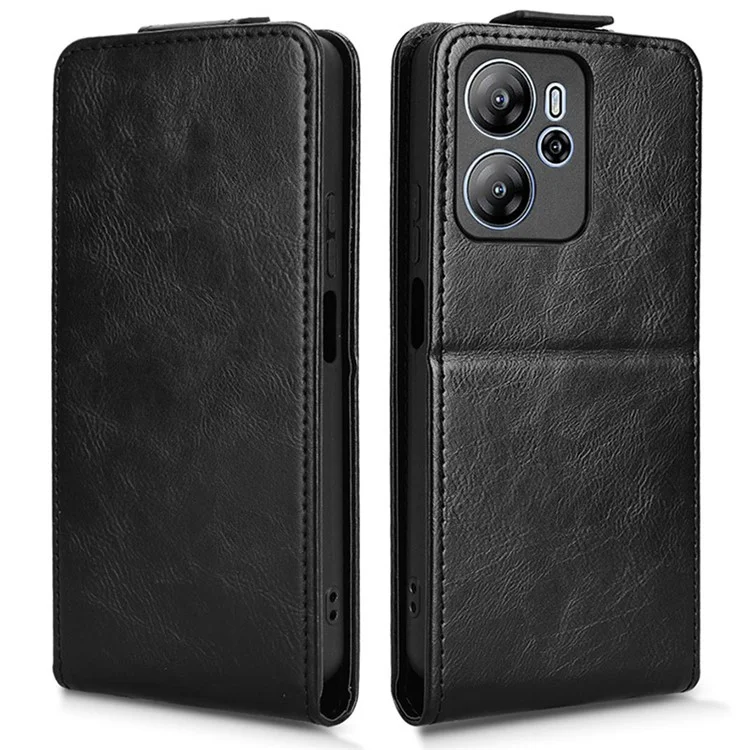 For Blackview Oscal Tiger 13 Stand Case Magnetic Clasp Vertical Flip Leather Phone Cover with Card Holder - Black