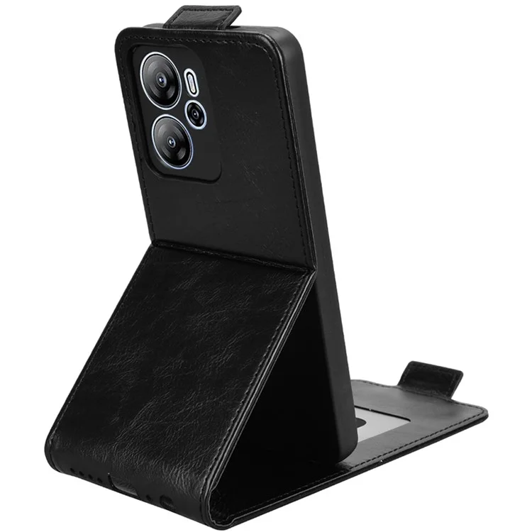 For Blackview Oscal Tiger 13 Stand Case Magnetic Clasp Vertical Flip Leather Phone Cover with Card Holder - Black