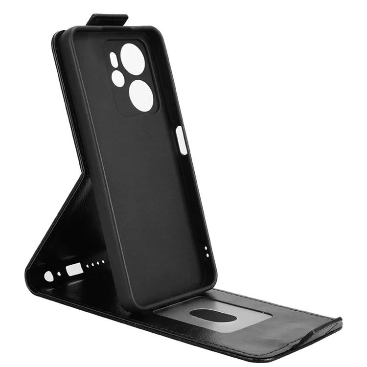 For Blackview Oscal Tiger 13 Stand Case Magnetic Clasp Vertical Flip Leather Phone Cover with Card Holder - Black