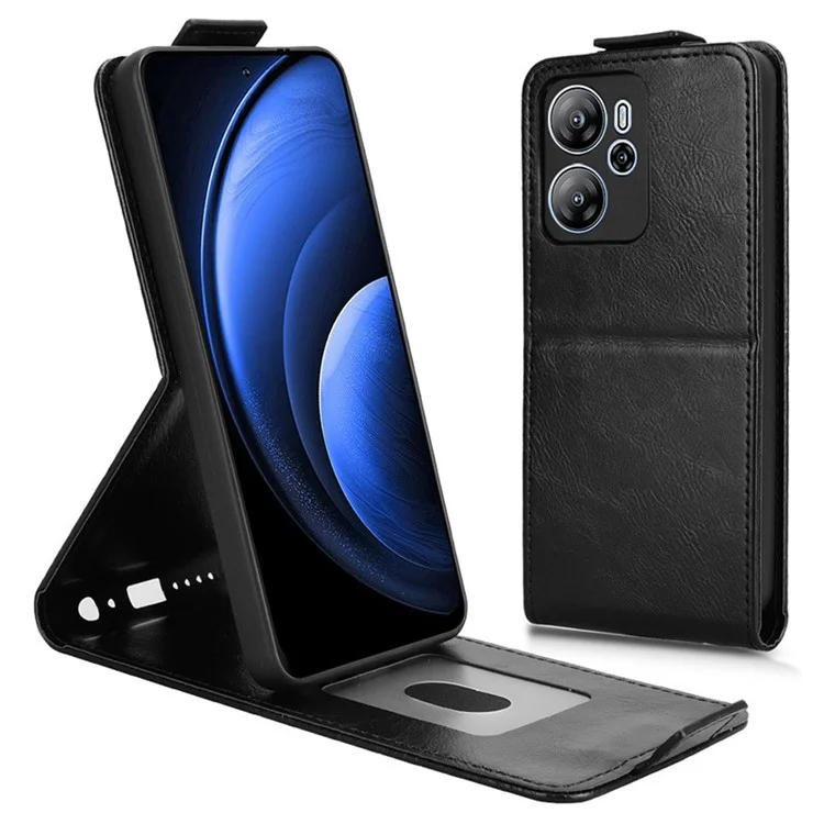 For Blackview Oscal Tiger 13 Stand Case Magnetic Clasp Vertical Flip Leather Phone Cover with Card Holder - Black