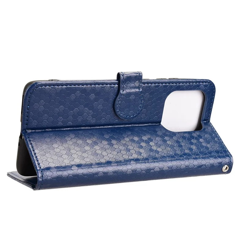 For Motorola Edge (2025) 5G Wallet Case Dot Pattern Imprint PU Leather Phone Cover - Dark Blue
