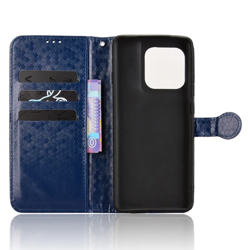For Motorola Edge (2025) 5G Wallet Case Dot Pattern Imprint PU Leather Phone Cover - Dark Blue