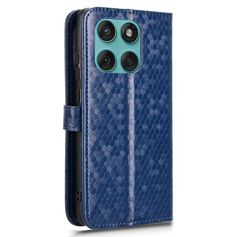 For Motorola Edge (2025) 5G Wallet Case Dot Pattern Imprint PU Leather Phone Cover - Dark Blue