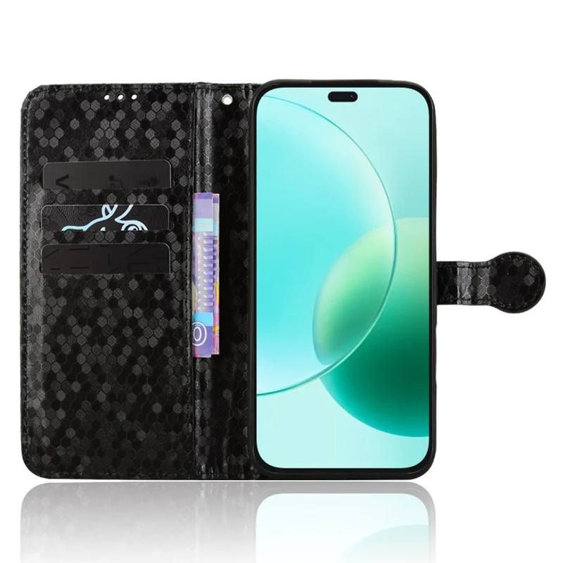 For Honor 400 Lite 5G Wallet Case Dot Pattern Imprint PU Leather Phone Cover - Black