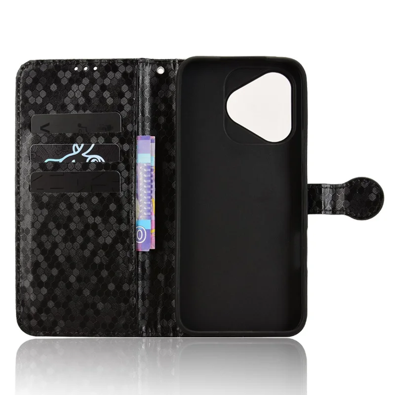 For Honor 400 Lite 5G Wallet Case Dot Pattern Imprint PU Leather Phone Cover - Black
