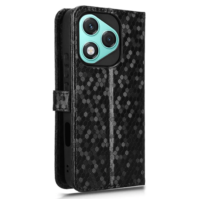 For Honor 400 Lite 5G Wallet Case Dot Pattern Imprint PU Leather Phone Cover - Black