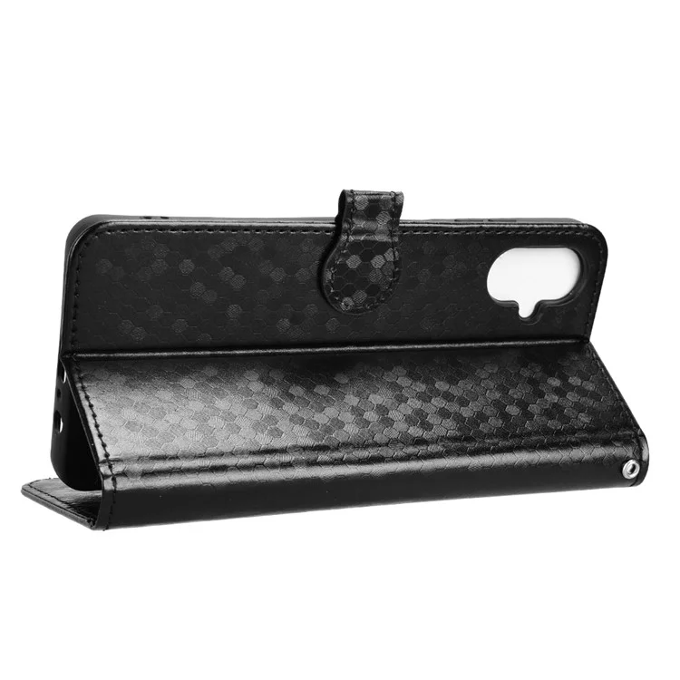 Cover a portafoglio per Samsung Galaxy F06 5G / M06 5G con stampa a motivo a puntini in pelle PU - Nero