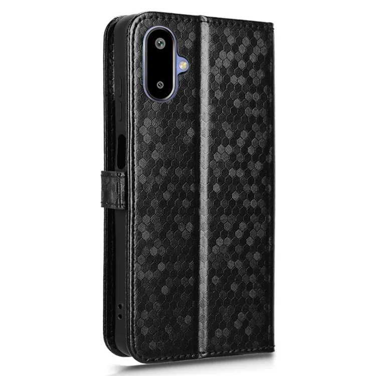 Cover a portafoglio per Samsung Galaxy F06 5G / M06 5G con stampa a motivo a puntini in pelle PU - Nero