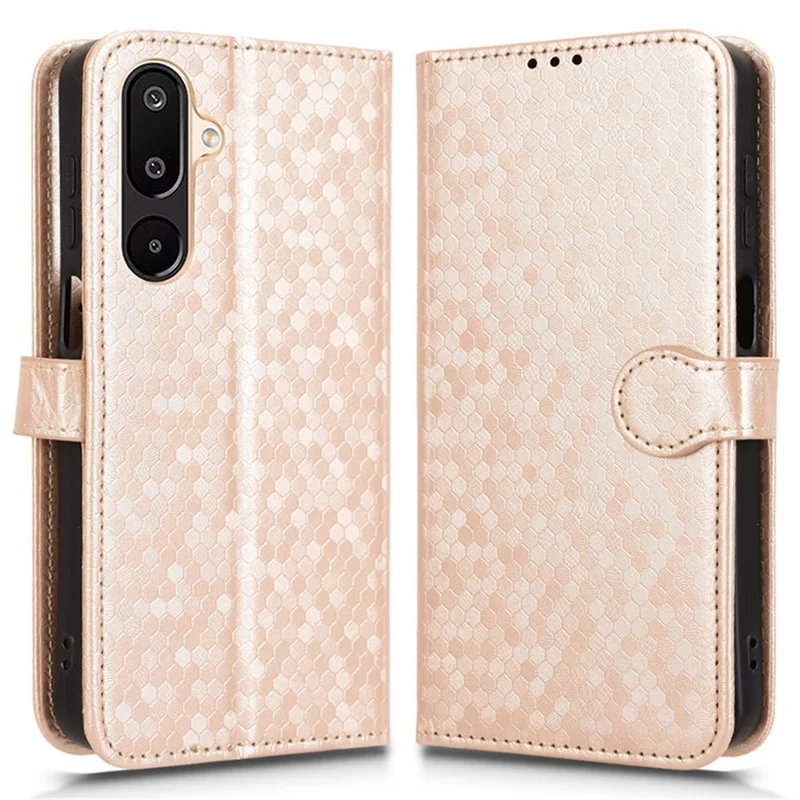 For Samsung Galaxy M16 5G  /  F16 5G Wallet Case Dot Pattern Imprint PU Leather Phone Cover - Rose Gold
