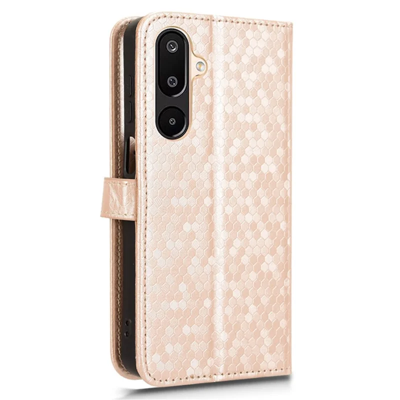 For Samsung Galaxy M16 5G  /  F16 5G Wallet Case Dot Pattern Imprint PU Leather Phone Cover - Rose Gold