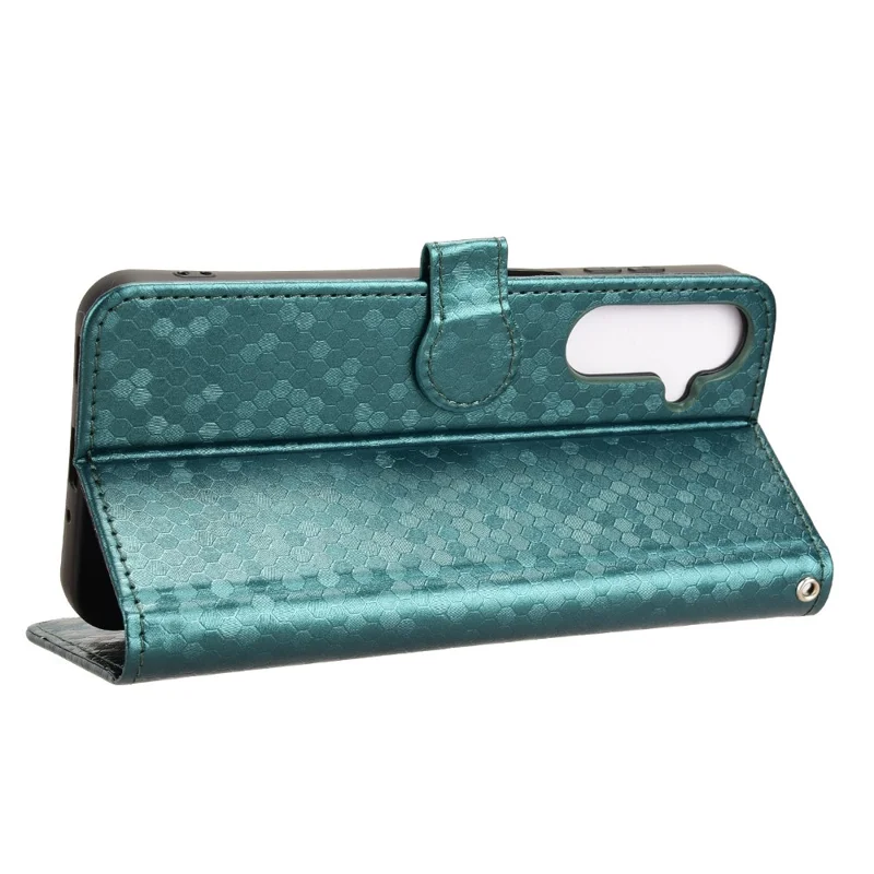 For Samsung Galaxy M16 5G  /  F16 5G Wallet Case Dot Pattern Imprint PU Leather Phone Cover - Green