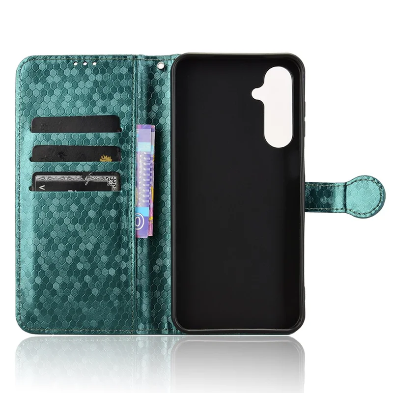 For Samsung Galaxy M16 5G  /  F16 5G Wallet Case Dot Pattern Imprint PU Leather Phone Cover - Green