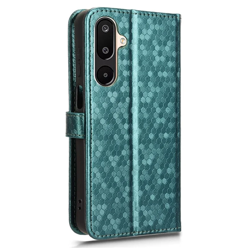 For Samsung Galaxy M16 5G  /  F16 5G Wallet Case Dot Pattern Imprint PU Leather Phone Cover - Green