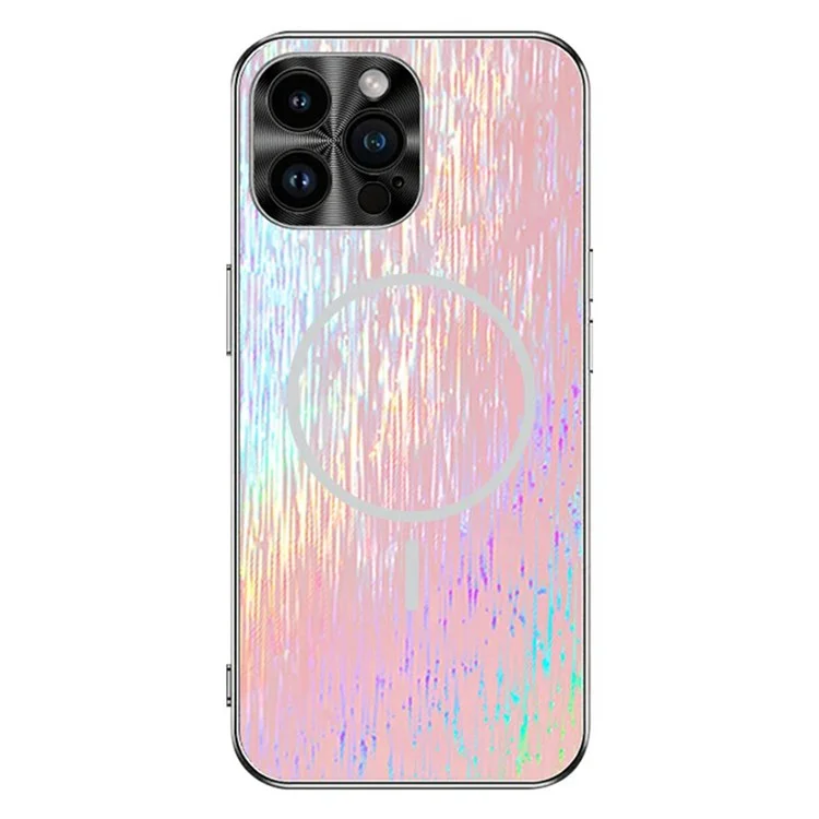 Für iPhone 15 Pro Max Magnetische Hülle Funkelnder Stoßfester Ultra Slim PC Handyhülle - Pink