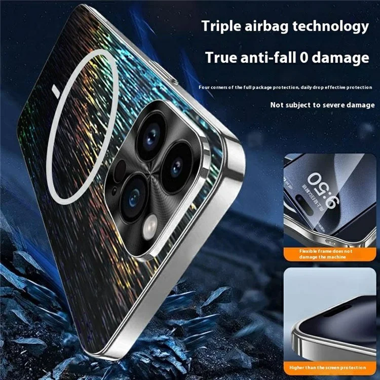 Étui magnétique pour iPhone 14 Pro Éblouissant Antichoc Ultra Fin Coque Arrière de Téléphone en PC - Rose