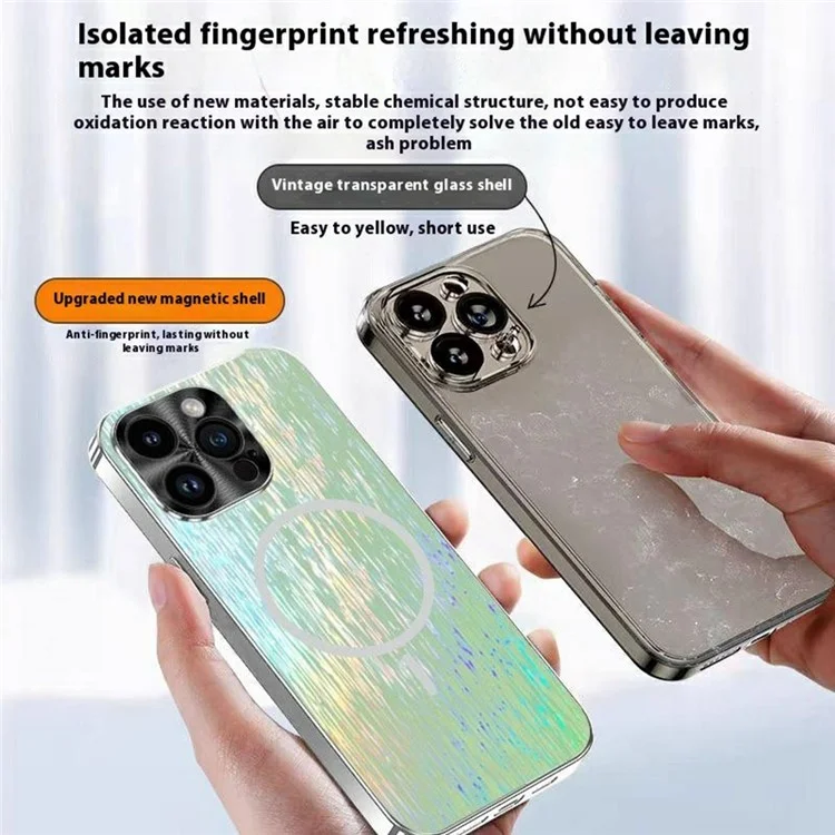 Étui magnétique pour iPhone 14 Pro Éblouissant Antichoc Ultra Fin Coque Arrière de Téléphone en PC - Rose