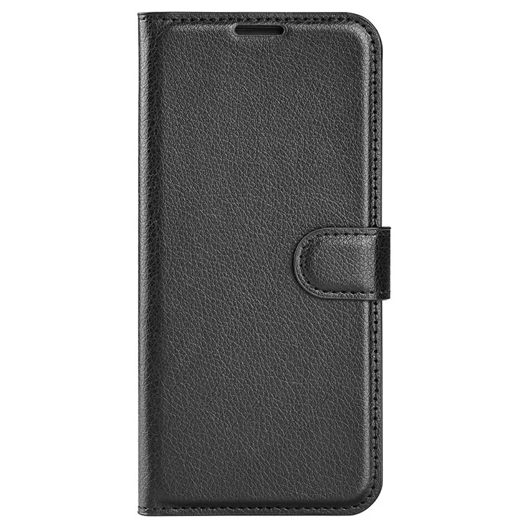 Pour Xiaomi Poco M5 4G Étui Folio Flip Phone Cas Texture Litchi Cuir PU Antichoc Housse de Protection avec Porte-Cartes Stand - Noir