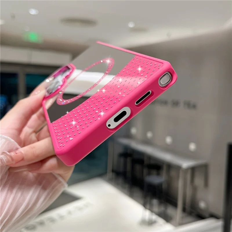 For Samsung Galaxy S24 Ultra Magnetic Case Mirror Surface TPU + PC Shockproof Phone Cover - Rose