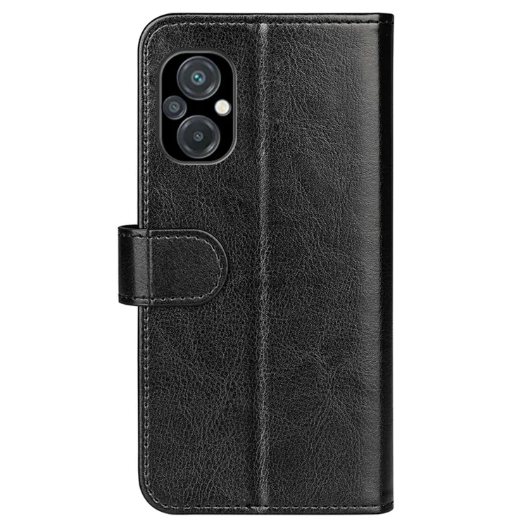 Crazy Horse Texture Stand Cover Für Xiaomi Poco M5 4G, PU Leder Folio Flip Vollschutz Brieftasche Telefonhülle - Schwarz