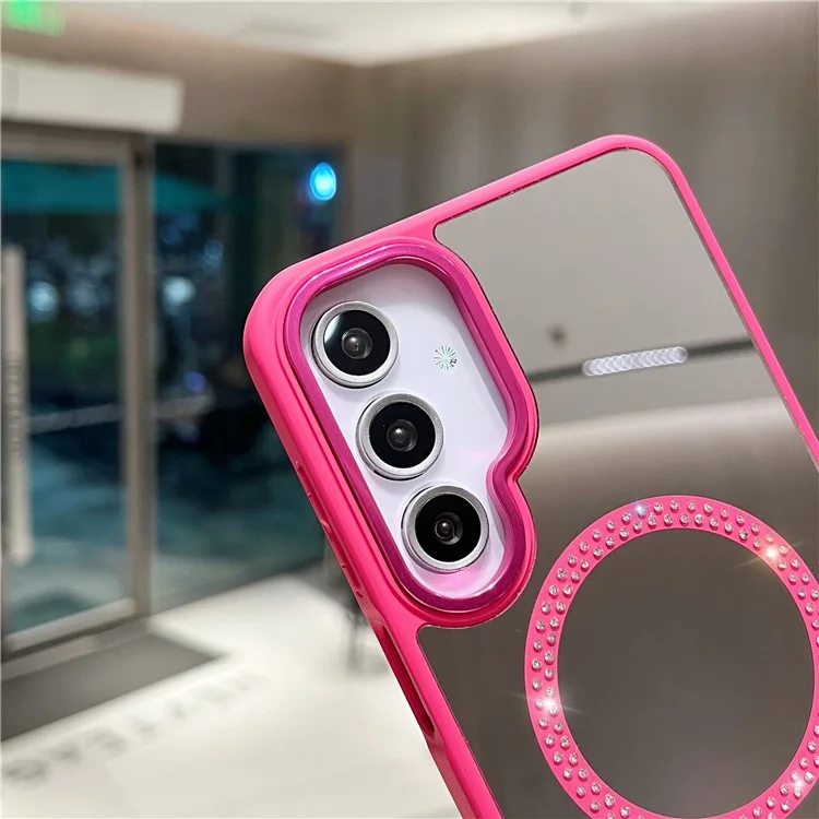 For Samsung Galaxy A26 5G Magnetic Case Mirror Surface TPU + PC Shockproof Phone Cover - Rose
