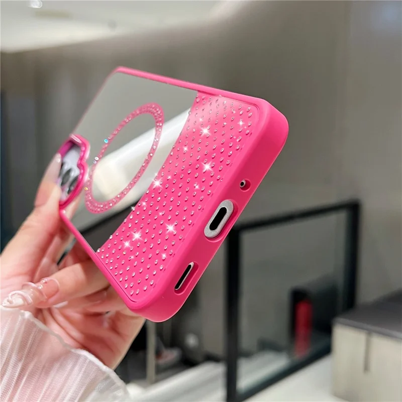 For Samsung Galaxy A25 5G (Global) (161.0 x 76.5 x 8.3mm) Magnetic Case Mirror Surface TPU + PC Shockproof Phone Cover - Rose